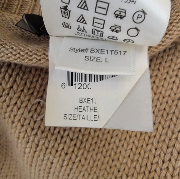 Bcbgmaxazria Tunic Sweater Top Large Side Zipper Long Sleeve Tan - Picture 9 of 9